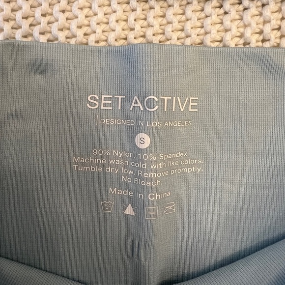SET Active Ribbed Short Workout Set — Light Blue - Picture 2 of 3